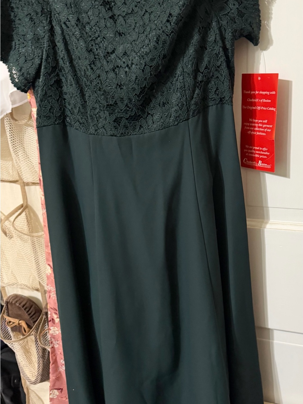 Christie's Boutique Dark Green Lace-Top Formal Dress for Girls